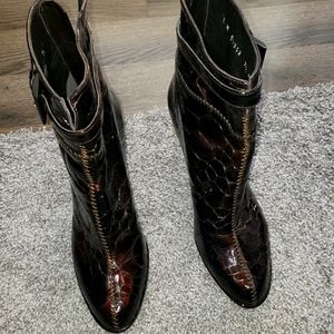 Croc embossed Stuart Weitzman ankle boots